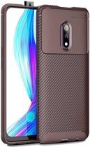 Beetle Series Carbon Fiber Texture Shockproof TPU Case voor OPPO realme X (Bruin)