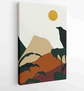 Mountain and Botanical wall art vector set. Earth tones landscapes wallpaper 2 - Moderne schilderijen – Vertical – 1924982612 - 40-30 Vertical