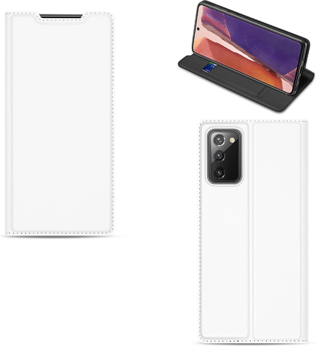 Bookcase Samsung Galaxy Note 20 Hoesje Wit met Pashouder