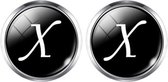 Manchetknopen - Letters Initialen Letter X Zilver Zwart