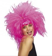 4x morceaux de perruque méga rose vif - Perruques de costume de carnaval - Enterrement de vie de party fille