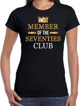 Member of the seventies club cadeau t-shirt - zwart - dames - 70 jaar verjaardag kado shirt / outfit S