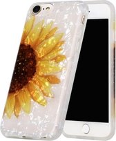 Shell-textuurpatroon TPU-schokbestendige beschermhoes met volledige dekking voor iPhone 7/8 / SE 2020 (gele zonnebloem)