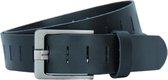 Leren Riem Gaatjes - Riem die altijd past - Gaatje Riem met Sleuven - Geperforeerde Riem voor Dames en Heren - Riemmaat 115 - Zwart - 4cm Breed