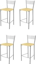 Tommychairs Elegance - Eetkamerstoelen - Set van 4 - Chroom & Licht Grijs - Kunstleer