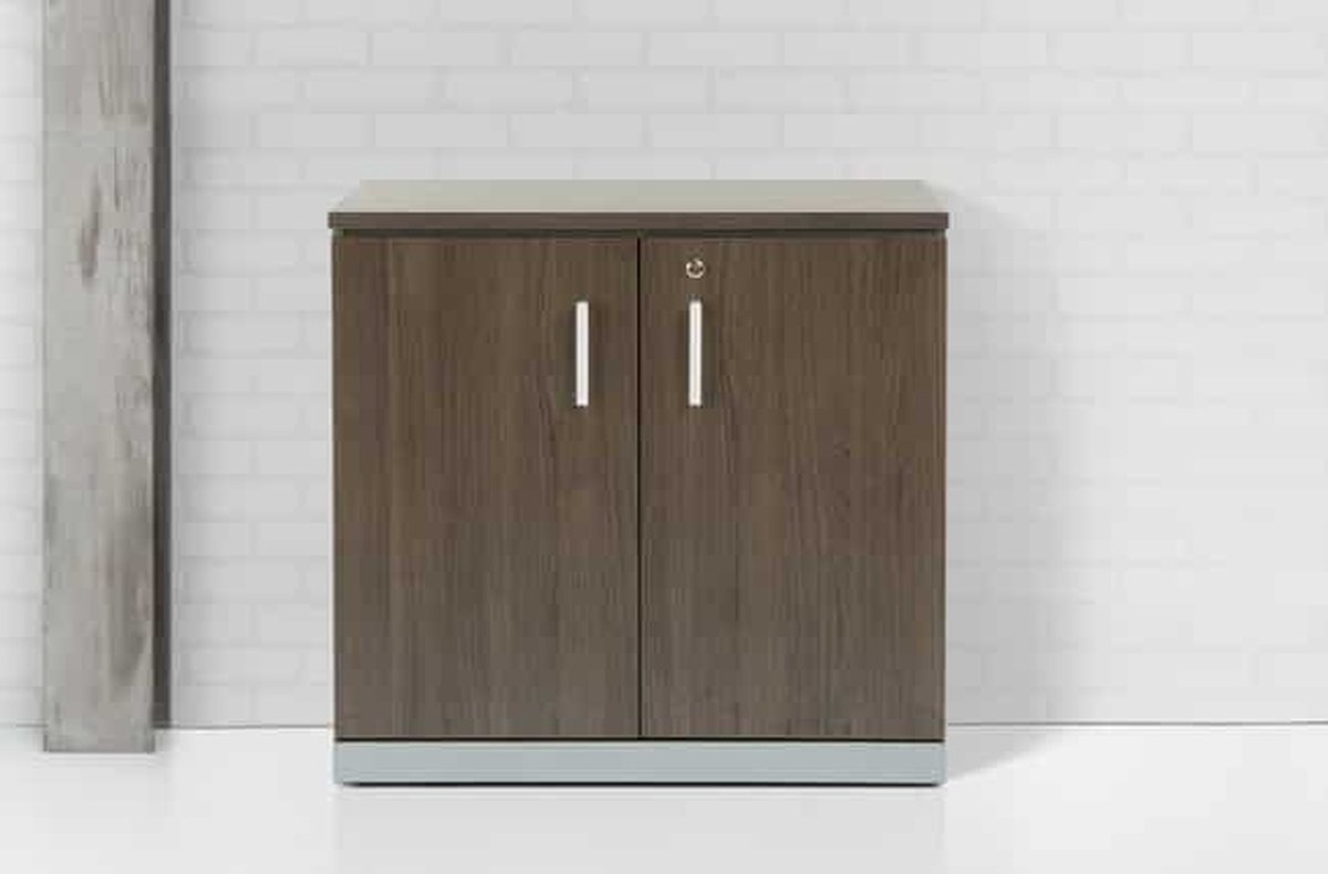 ABC Kantoormeubelen Modulaire draaideurkast Chief 85x90x42cm Halifax Eiken met Aluminium ombouw