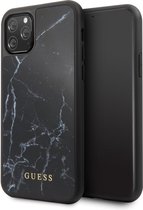 iPhone 11 Pro Max Backcase hoesje - Guess - Marmer look Zwart - Glas