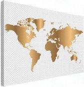 Wereldkaart Golden Dots - Canvas 40x30