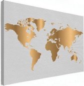 Wereldkaart Golden Waves - Canvas 100x50
