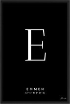 Poster Letter E Emmen A2 - 42 x 59,4 cm (Exclusief Lijst)