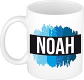 Noah naam cadeau mok / beker met  verfstrepen - Cadeau collega/ vaderdag/ verjaardag of als persoonlijke mok werknemers