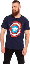 Marvel Captain America Heren Tshirt -XL- Sign Blauw