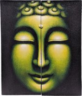 Schilderij wanddecoratie boeddha hoofd – schilderijen op canvas boeddha 60 cm groen | Inspiring Minds