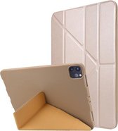 TPU horizontale vervorming flip lederen hoes met houder voor iPad Pro 11 2021 (Champagne goud)