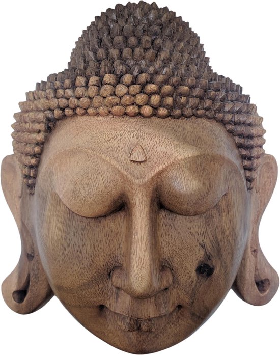 slinger Muildier Zelfgenoegzaamheid Handgemaakt Boeddhabeeld uit Bali – Boeddha hoofd uit tropisch hout 30 cm |  Inspiring... | bol.com