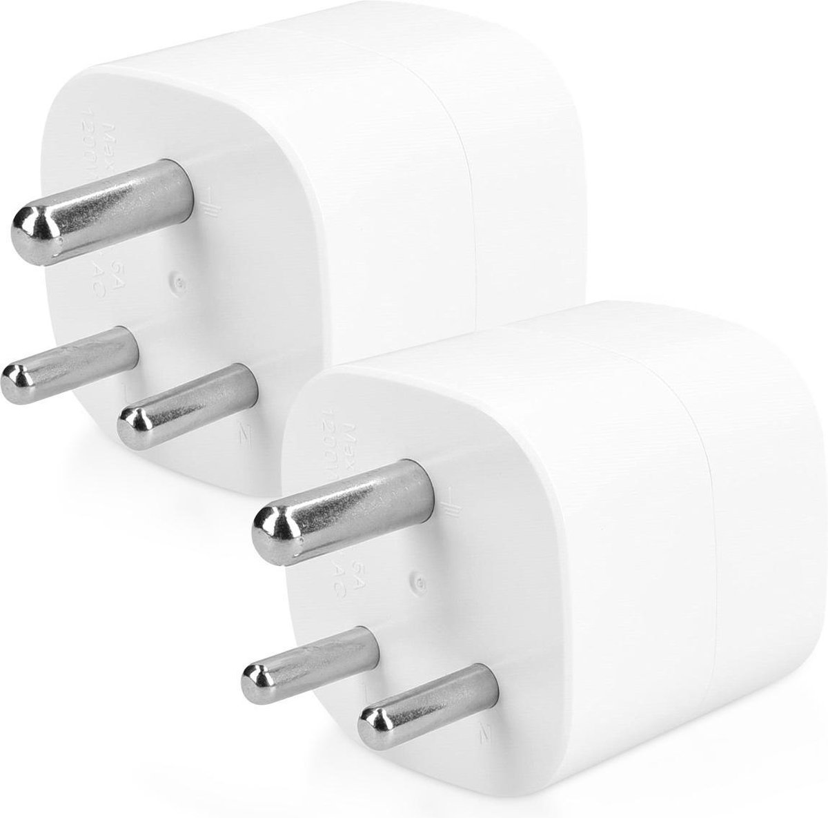 kwmobile set van 2 reisstekkers - Type D wereldstekker - Voor het opladen van je telefoon en reisaccessoires - In bijv. India, Nepal en Sri Lanka - Wit op Prijzenvolger.com