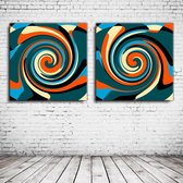 Duo Modern Art N° 138 Canvas - 100 x 100 cm - Canvasprint - Op dennenhouten kader - Geprint Schilderij - Popart Wanddecoratie
