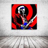 Keith Richards Pop Art Acrylglas - 80 x 80 cm op Acrylaat glas + Inox Spacers / RVS afstandhouders - Popart Wanddecoratie