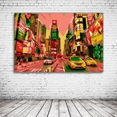 Art Time Square Canvas - 100 x 65 cm - Canvasprint - Op dennenhouten kader - Geprint Schilderij - Popart Wanddecoratie