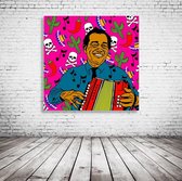 Flaco Jiminez Pop Art Canvas - 80 x 80 cm - Canvasprint - Op dennenhouten kader - Geprint Schilderij - Popart Wanddecoratie