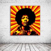 Jimi Hendrix Pop Art Canvas - 80 x 80 cm - Canvasprint - Op dennenhouten kader - Geprint Schilderij - Popart Wanddecoratie