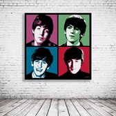 Pop Art The Beatles Canvas - 100 x 100 cm - Canvasprint - Op dennenhouten kader - Geprint Schilderij - Popart Wanddecoratie