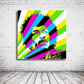 Pop Art Jimi Hendrix Canvas - 100 x 100 cm - Canvasprint - Op dennenhouten kader - Geprint Schilderij - Popart Wanddecoratie