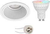 Mi-Light MiBoxer - LED Spot Set GU10 - Smart LED - Wifi LED - Slimme LED - 4W - RGB+CCT - Aanpasbare Kleur - Dimbaar - Primux Minko Pro - Inbouw Rond - Mat Wit - Verdiept - Ø90mm