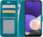 Samsung Galaxy A22 4G Hoes Bookcase Turquoise - Flipcase Turquiose - Samsung A22 4G Book Cover - Samsung Galaxy A22 4G Hoesje Turquoise