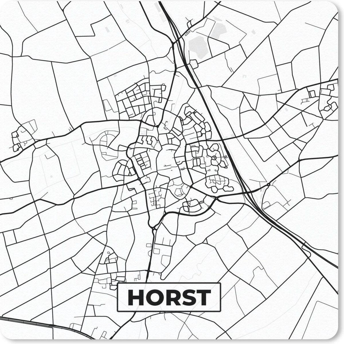 Muismat 20x20 cm - Mousepad Kaart - Horst - Zwart - Wit - Muismatten