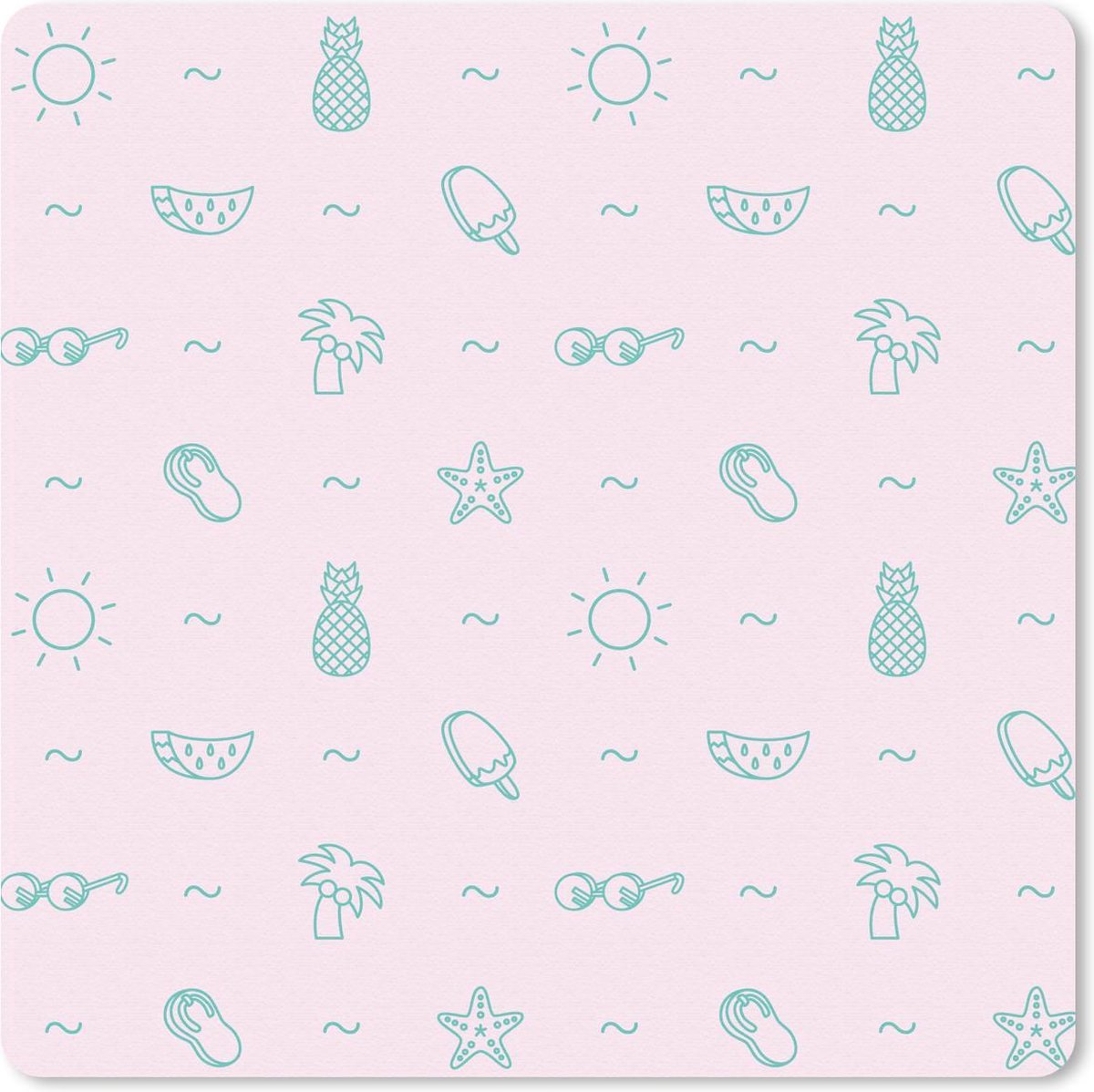 Muismat 30x30 cm - Mousepad Zomer - Symbolen - Roze - Muismatten