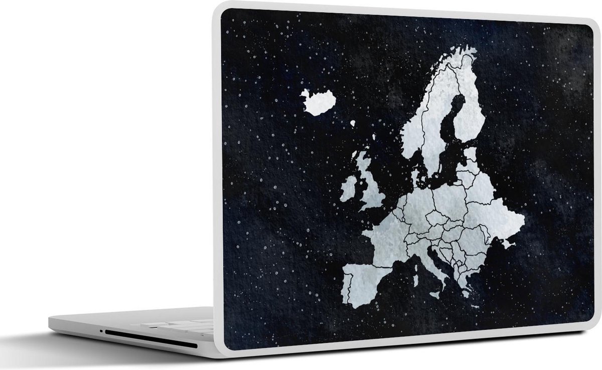 Laptop sticker - 14 inch - Kaart Europa - Sterrenhemel - Waterverf - 32x5x23x5cm - Laptopstickers - Laptop skin - Cover