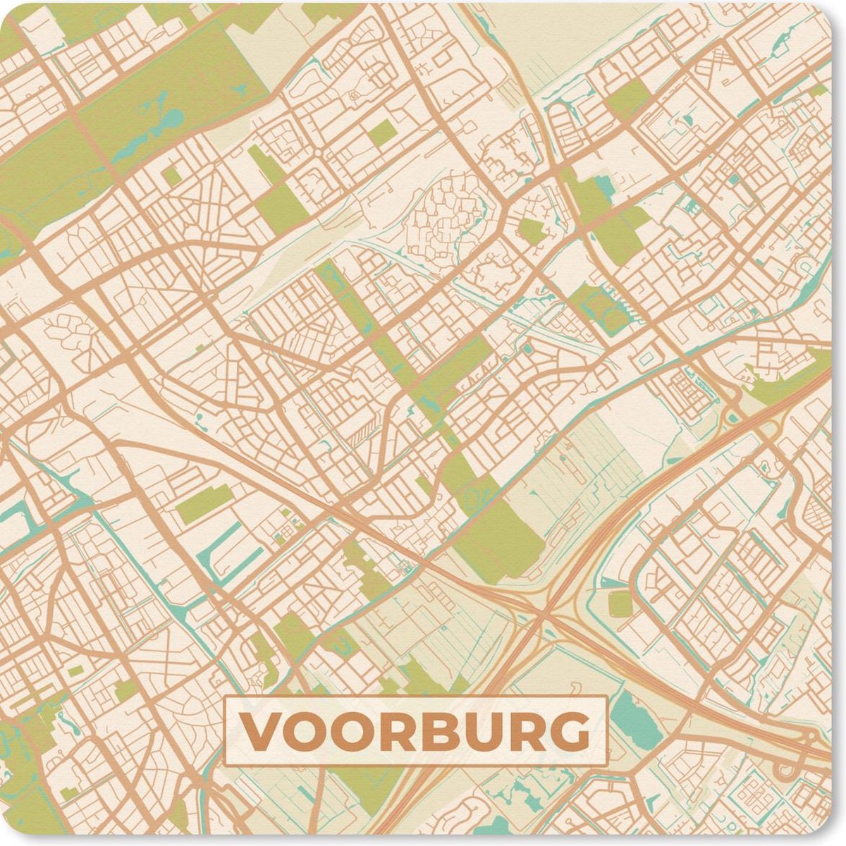 Muismat 30x30 cm - Mousepad Kaart - Voorburg - Vintage - Muismatten
