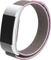 Nylon Smartwatch bandje - Geschikt voor Fitbit Charge 2 nylon bandje - pink sand - Strap-it Horlogeband / Polsband / Armband