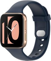 Siliconen Smartwatch bandje - Geschikt voor Oppo Watch siliconen bandje - donkerblauw - Strap-it Horlogeband / Polsband / Armband - Oppo 46mm