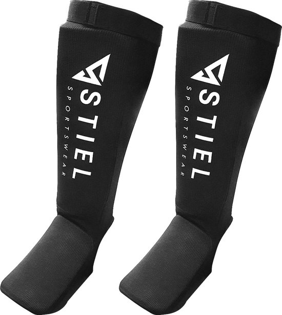 Stiel Scheenkousen Kickboksen - Katoen - Zwart met wit - M/L