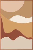 JUNIQE - Poster met kunststof lijst Golden Waves -20x30 /Bruin & Geel