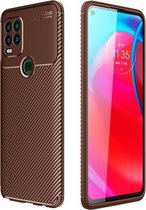 Voor Motorola Moto G Stylus 2021 5G koolstofvezeltextuur schokbestendig TPU-hoesje (bruin)