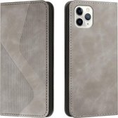 Skin Feel Magnetisch S-type Effen Kleur Horizontale Flip Leren Hoes Met Houder & Kaartsleuf & Portemonnee Voor iPhone 11 Pro Max (Grijs)