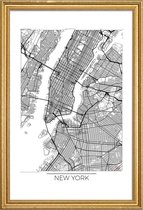 JUNIQE - Poster met houten lijst New York - minimalistische stadskaart