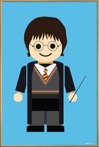 JUNIQE - Poster met kunststof lijst Harry Potter Toy -13x18 /Blauw &