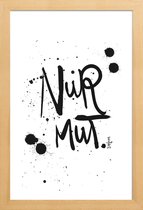 JUNIQE - Poster met houten lijst Nur Mut -13x18 /Wit & Zwart
