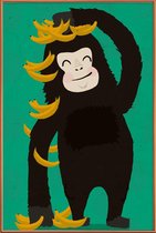 JUNIQE - Poster met kunststof lijst Gorilla Green -13x18 /Groen &
