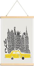 JUNIQE - Posterhanger New York Cityscape -20x30 /Geel & Grijs