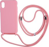 iPhone XR Back Cover Hoesje met Koord - Back Cover - Silliconen - Flexibel - Koord - Apple iPhone XR - Roze