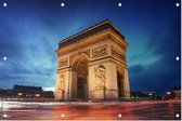 Arc de Triomphe bij blauwe avondgloed in Parijs  - Foto op Tuinposter - 60 x 40 cm