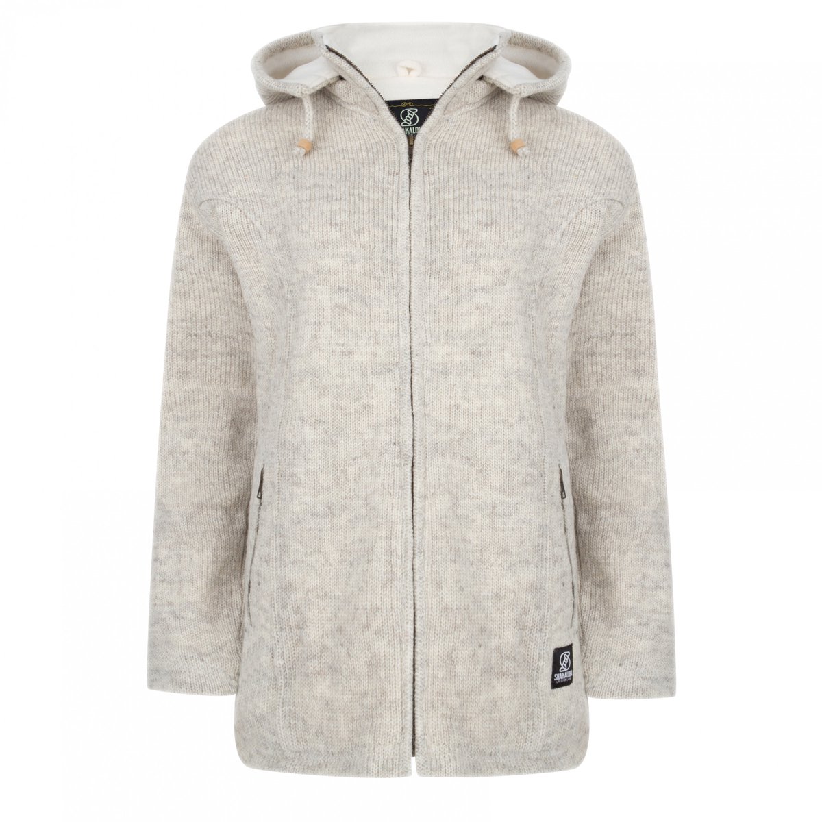 Gebreid Wollen Dames Vest van Schapenwol met Polyester Fleece voering en afneembare capuchon SHAKALOHA W Baltonic 3XL Beige
