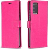 Voor Samsung Galaxy S21 FE Crazy Horse Textuur Horizontale Flip Lederen Case met Houder & Kaartsleuven & Portemonnee & Fotolijst (Roze)