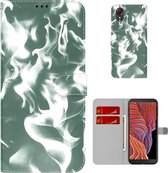 Voor Samsung Galaxy Xcover 5 Cloud Fog Pattern Horizontal Flip Leather Case met Houder & Card Slot & Wallet (Donkergroen)