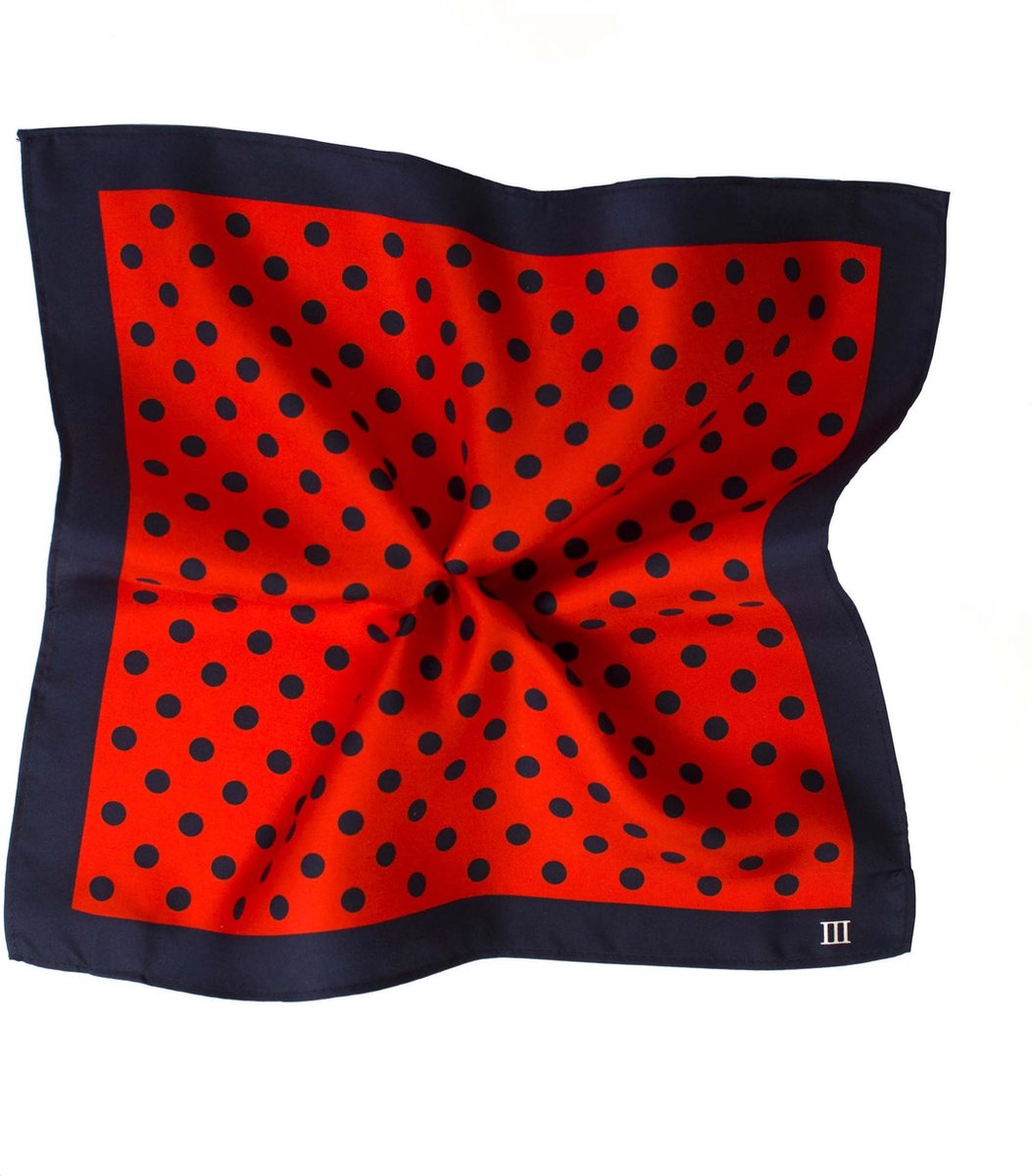 TRESANTI | YARO I Zijden rode pochet met Navy stippen | rood